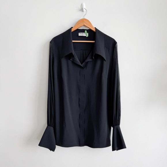 CHIARA BONI • La Petite Robe Augustina Organza Top in Black - Picture 2 of 12